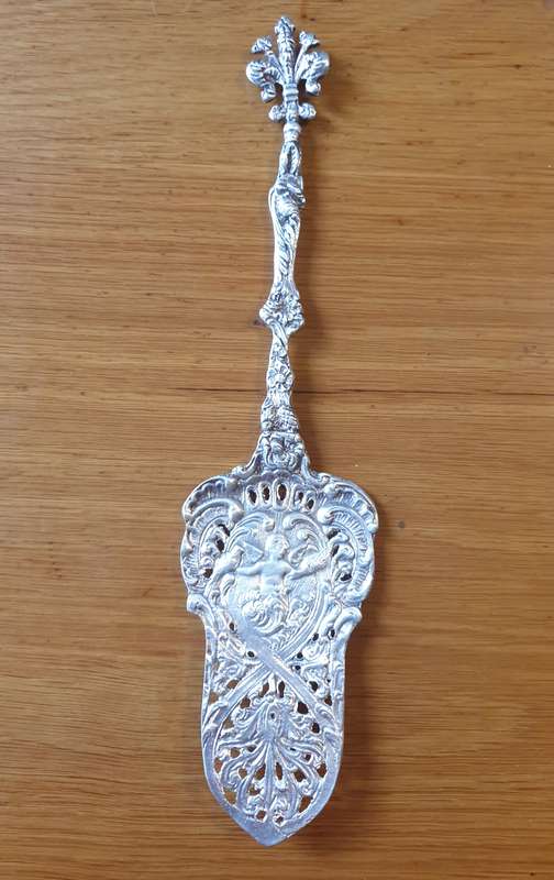 Vintage Italian Ornate Silver Plated Cake Serving Knife, Italian Silver Wedding Cake Knife