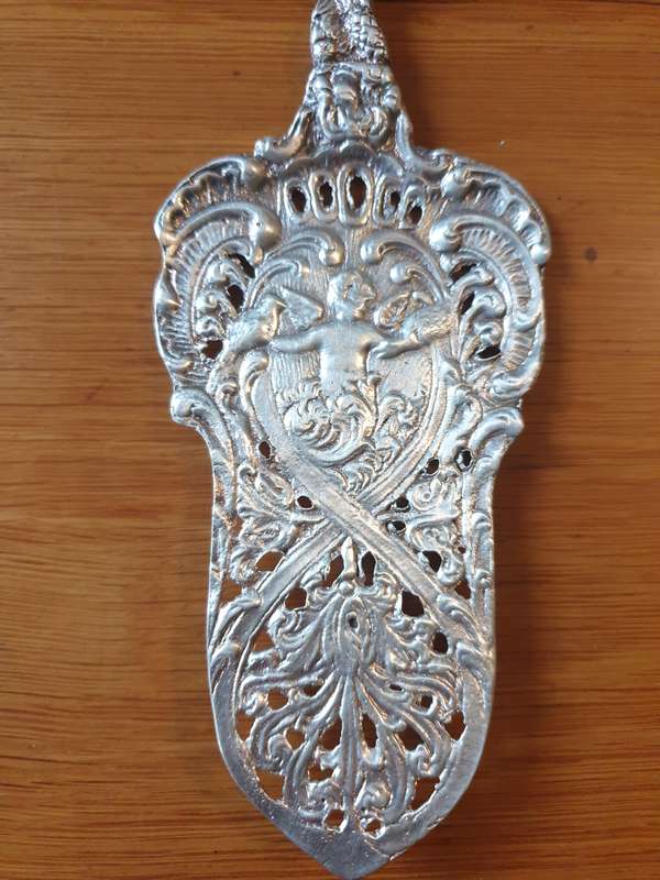 Vintage Italian Ornate Silver Plated Cake Serving Knife, Italian Silver Wedding Cake Knife