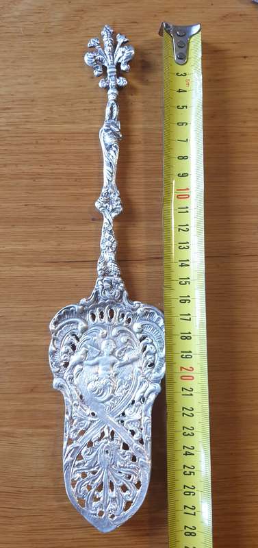 Vintage Italian Ornate Silver Plated Cake Serving Knife, Italian Silver Wedding Cake Knife