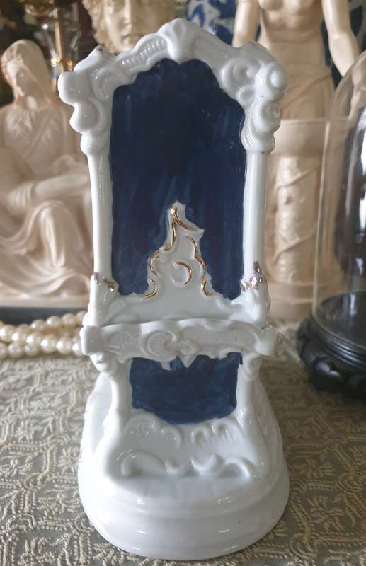 Porcelain Figure Man & Woman In  Blue White Gilded