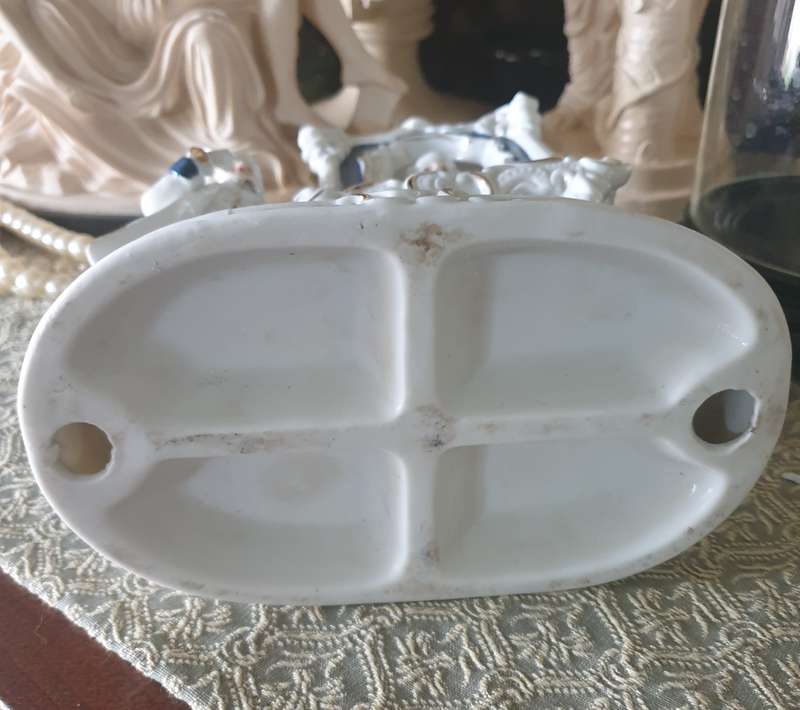 Porcelain Figure Man & Woman In  Blue White Gilded