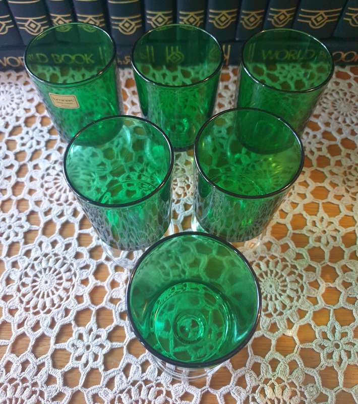 6 Luminarc Verrerie d'arques Arcoroc France Green Pedestal Glass