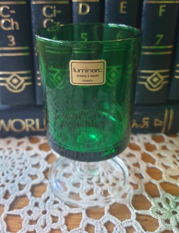6 Luminarc Verrerie d'arques Arcoroc France Green Pedestal Glass