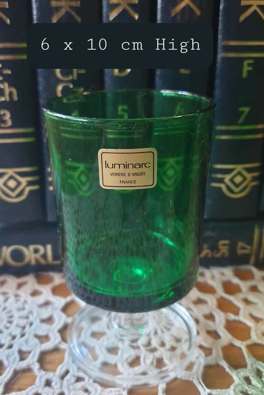 6 Luminarc Verrerie d'arques Arcoroc France Green Pedestal Glass