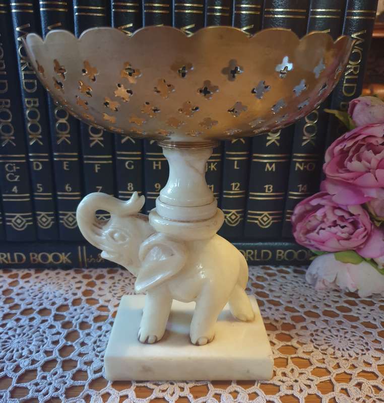 Marble elephant | brass bowl |