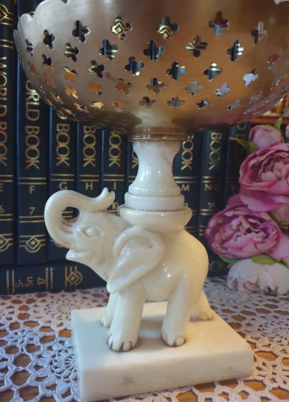 Marble elephant | brass bowl |