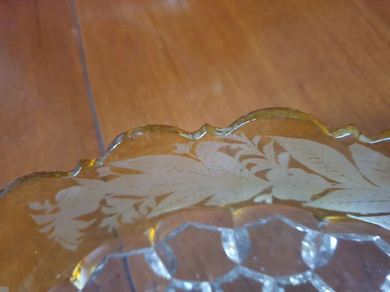 Vintage Cut Glass Honeycomb Thumbprint Serving Bowl  | EPNS BASKET |