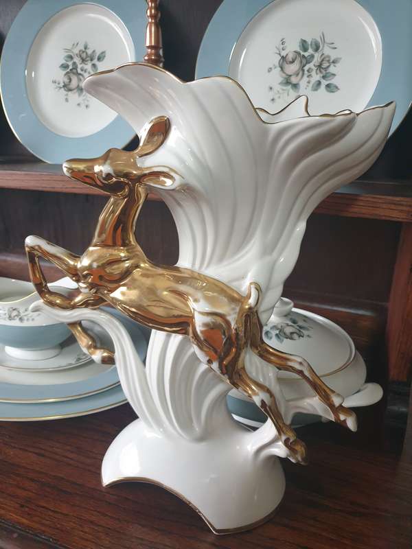 VINTAGE ITALIAN DEER ORNAMENT VASE | 24 CT GOLD | 01