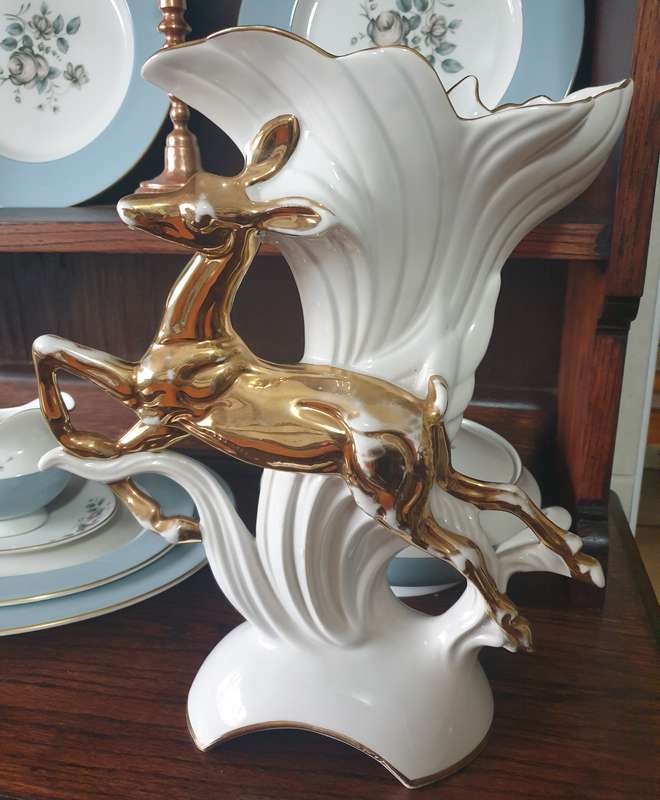 VINTAGE ITALIAN DEER ORNAMENT VASE | 24 CT GOLD | 01
