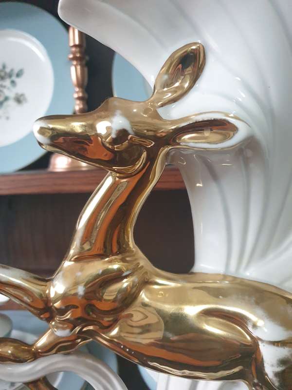 VINTAGE ITALIAN DEER ORNAMENT VASE | 24 CT GOLD | 01