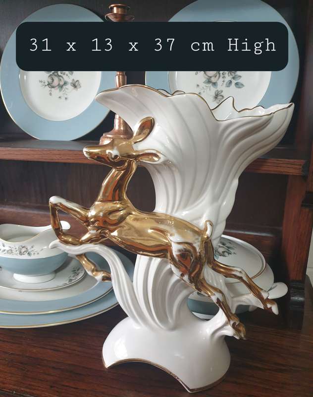 VINTAGE ITALIAN DEER ORNAMENT VASE | 24 CT GOLD | 01