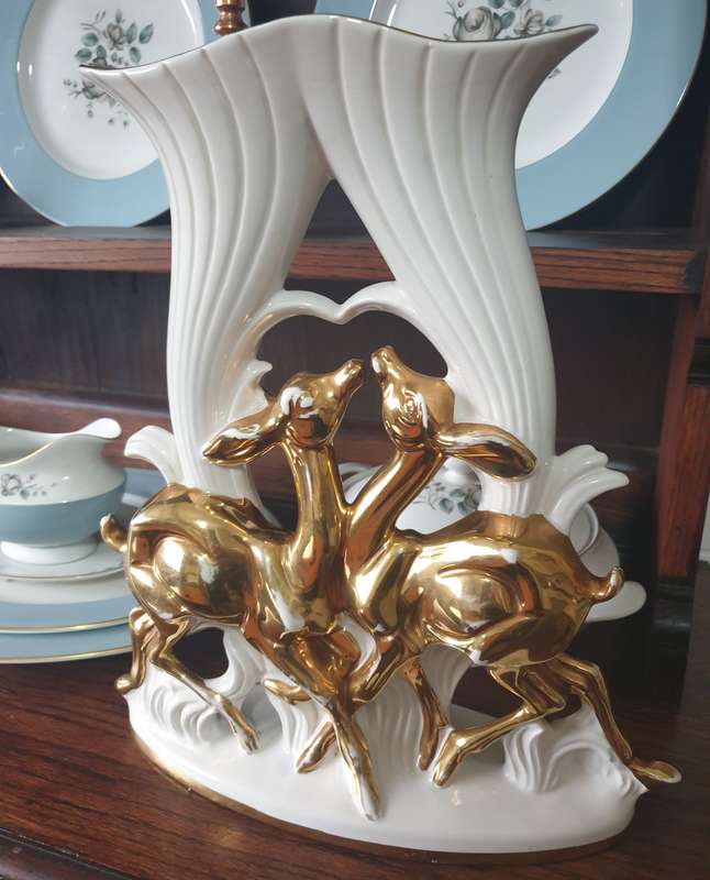VINTAGE ITALIAN DEER ORNAMENT VASE | 24 CT GOLD | 02