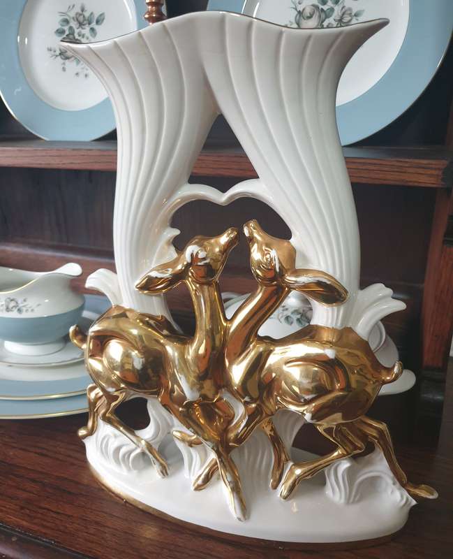 VINTAGE ITALIAN DEER ORNAMENT VASE | 24 CT GOLD | 02