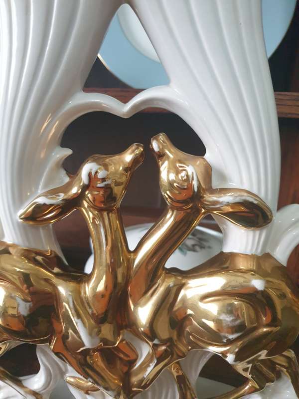 VINTAGE ITALIAN DEER ORNAMENT VASE | 24 CT GOLD | 02