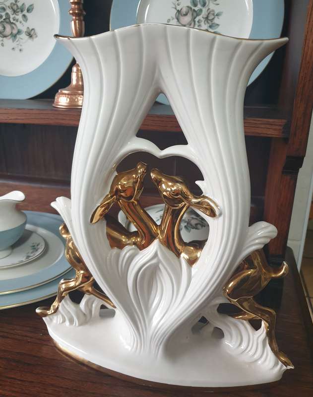 VINTAGE ITALIAN DEER ORNAMENT VASE | 24 CT GOLD | 02