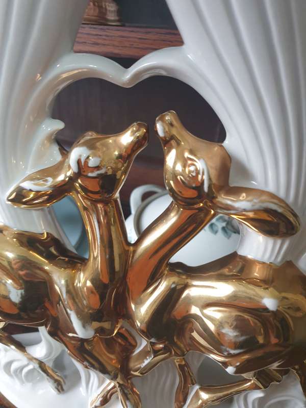 VINTAGE ITALIAN DEER ORNAMENT VASE | 24 CT GOLD | 02