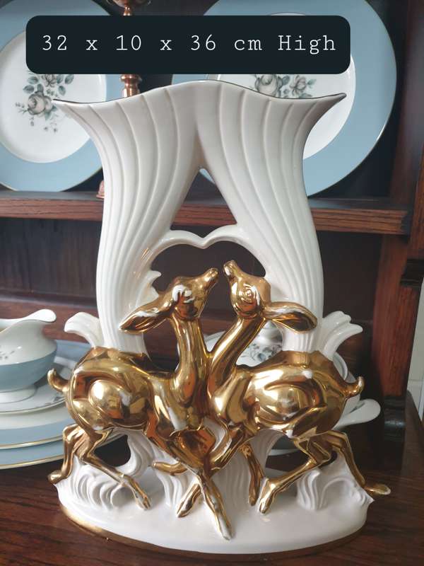 VINTAGE ITALIAN DEER ORNAMENT VASE | 24 CT GOLD | 02