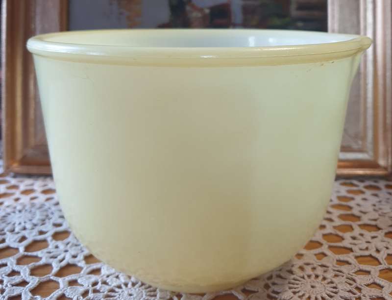 Vintage Glasbake Milk Glass Yellow Mixing Bowl For Sunbeam Mixer