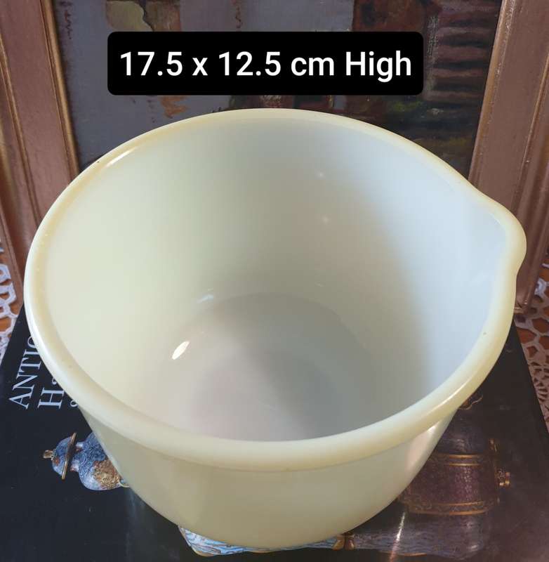 Vintage Glasbake Milk Glass Yellow Mixing Bowl For Sunbeam Mixer