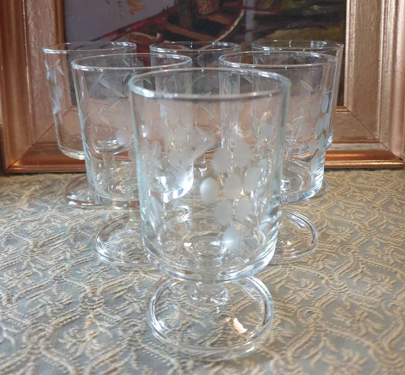 6 Vintage french stem glasses