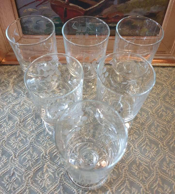 6 Vintage french stem glasses