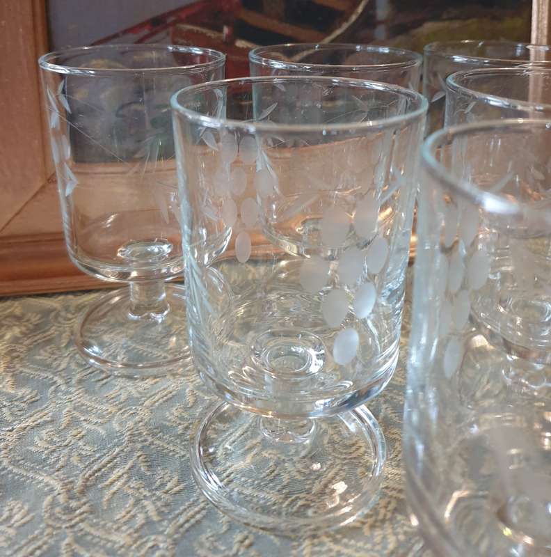 6 Vintage french stem glasses