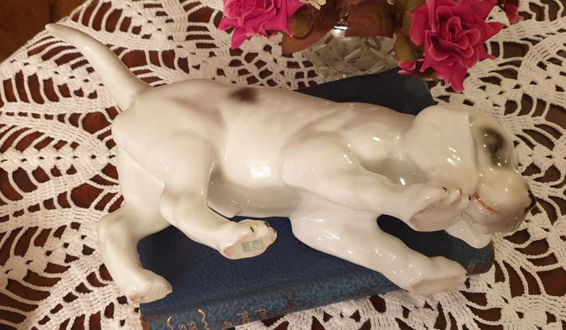 Super Rare Antique (1882-1915) Gebruder Heubach Germany Porcelain | Doggy Ornament |