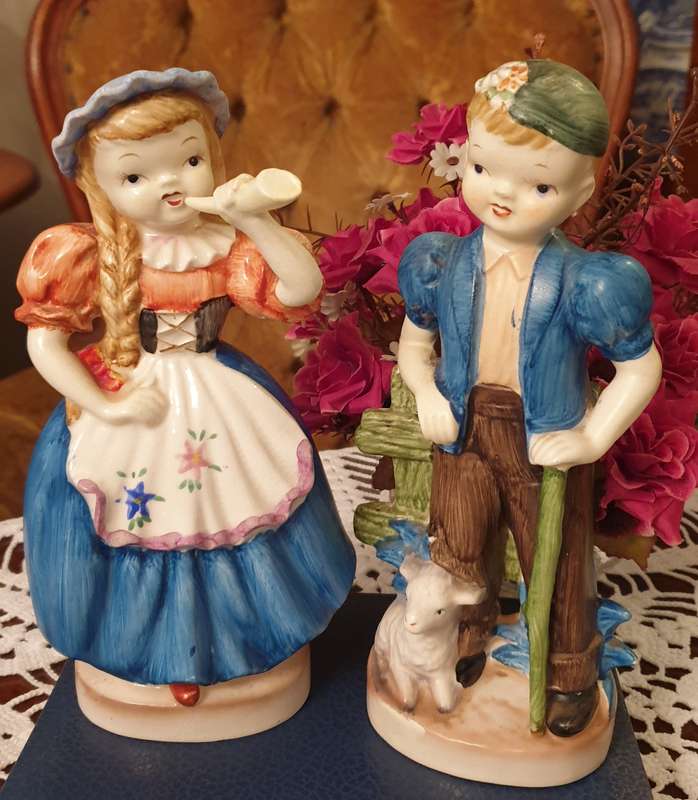 Swiss Boy and Girl Ornaments | Japan | 1970's |