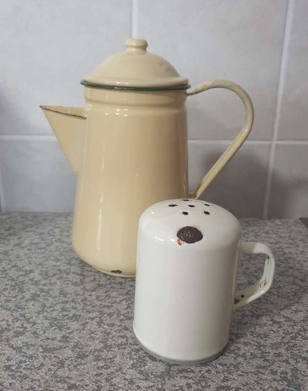 Enamel Coffee Pot and Shaker