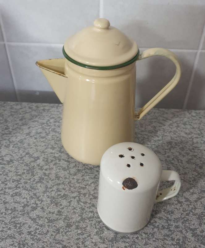 Enamel Coffee Pot and Shaker