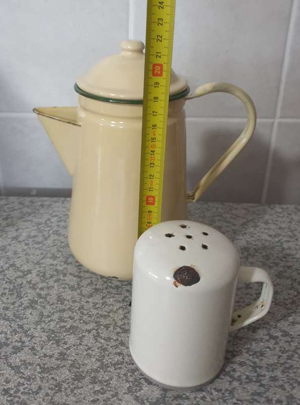 Enamel Coffee Pot and Shaker
