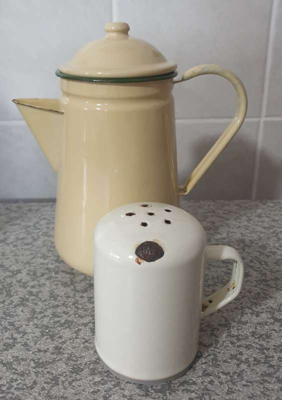 Enamel Coffee Pot and Shaker