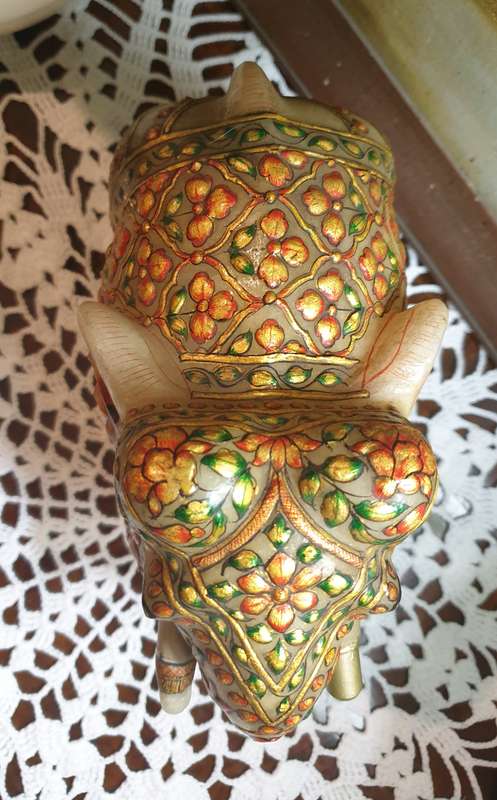 Hand-Painted Marble Elephant - A Masterpiece of Artistry on Stone |02|