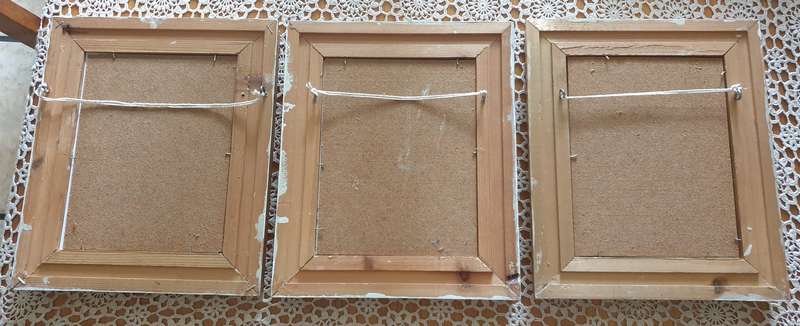 3 Wooden Painted Photo frames with Prints