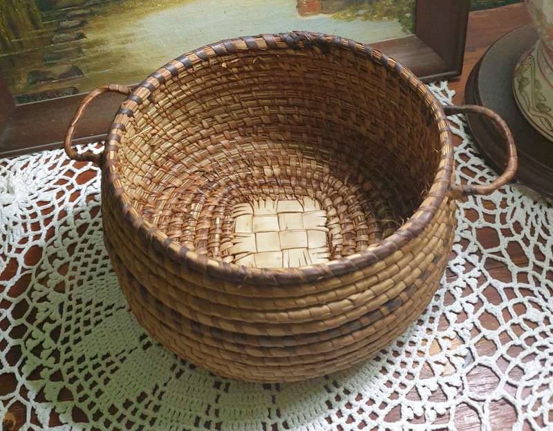 Coiled Basket with handles |  22 x 19 x 10 cm High |