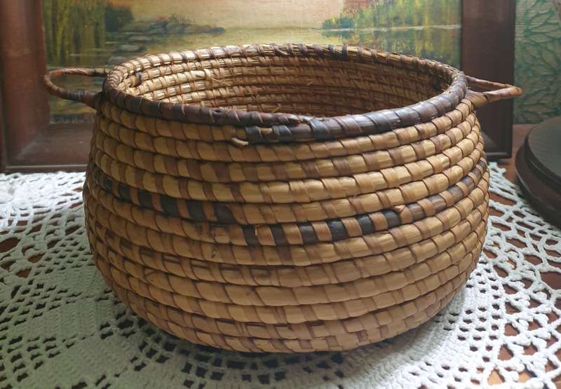 Coiled Basket with handles |  22 x 19 x 10 cm High |