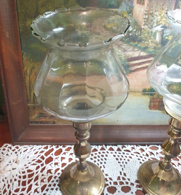 Set of Brass Candle Holders | made in India | 10 x 25 cm High each |