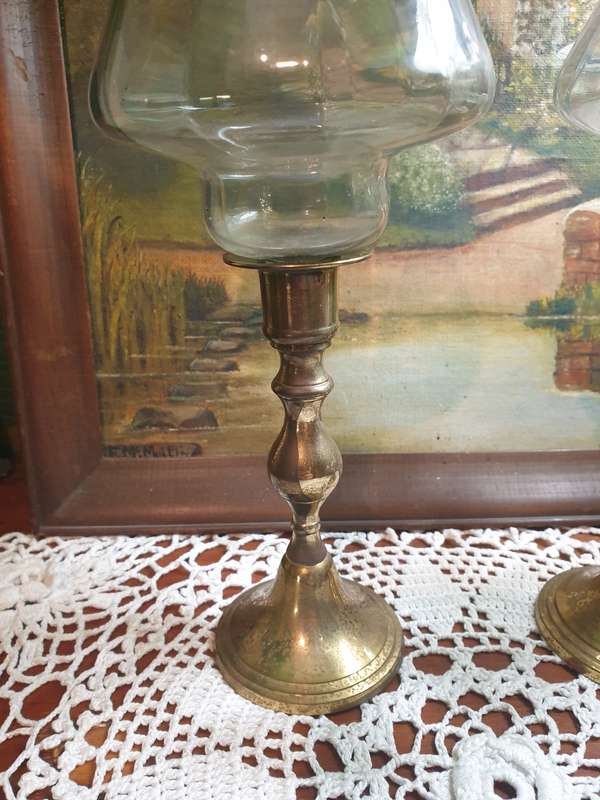 Set of Brass Candle Holders | made in India | 10 x 25 cm High each |