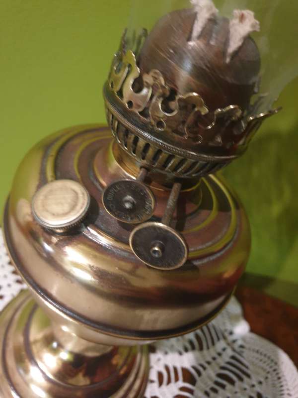 Vintage Brass Double Wick Oil Lamp | made in England Late 1800's