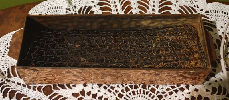 Vintage Hammered Copper Trapezoid Shape Planter Jardiniere