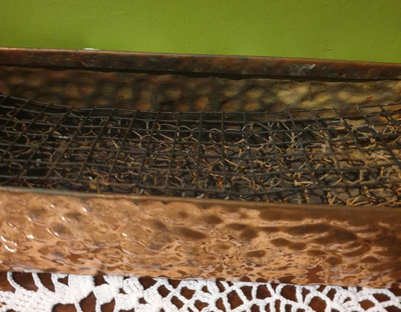 Vintage Hammered Copper Trapezoid Shape Planter Jardiniere