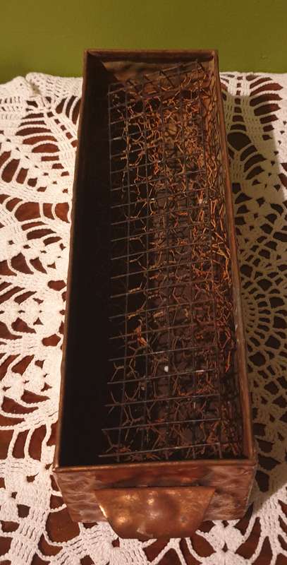 Vintage Hammered Copper Trapezoid Shape Planter Jardiniere