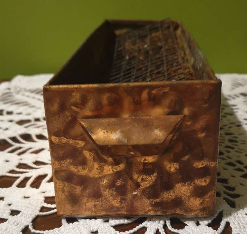 Vintage Hammered Copper Trapezoid Shape Planter Jardiniere