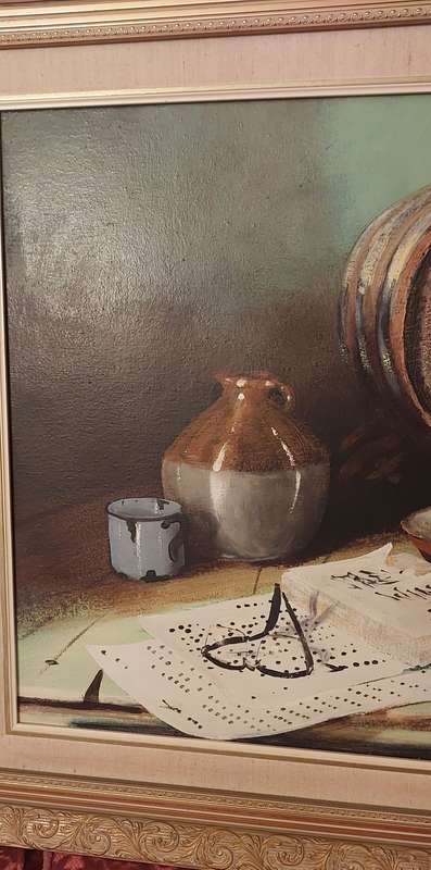 Denzil Herring Large Oil Painting - Music and Wine in Cellar   MAGNIFICENT DETAIL