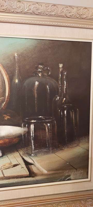 Denzil Herring Large Oil Painting - Music and Wine in Cellar   MAGNIFICENT DETAIL