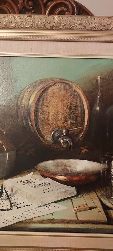 Denzil Herring Large Oil Painting - Music and Wine in Cellar   MAGNIFICENT DETAIL