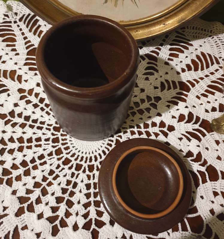 SMALL POTTERY CANISTER JAR | KITCHEN |
