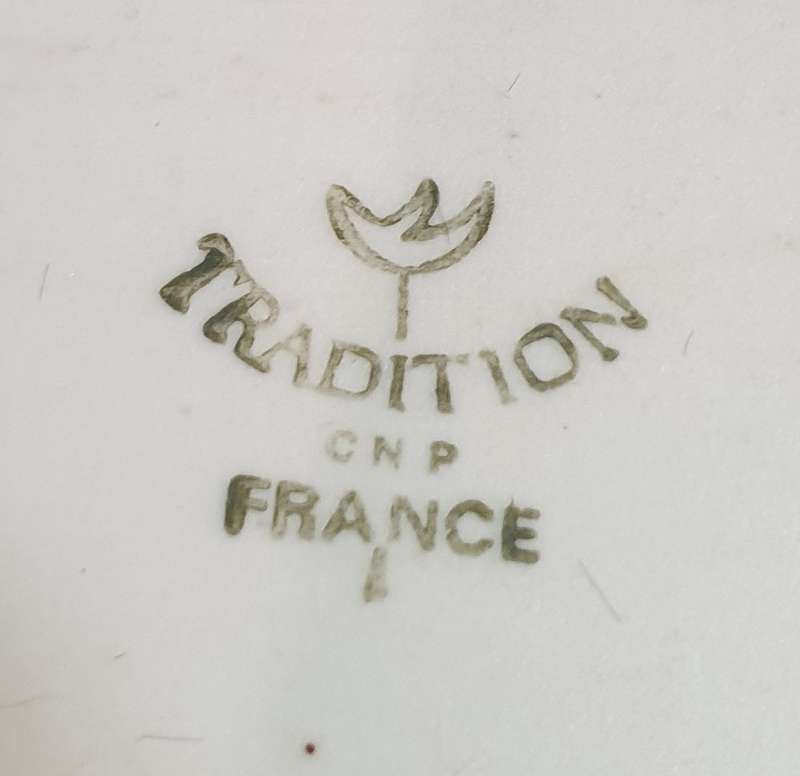 serving platter marked "Tradition CNP France," likely dating back to the 1970s