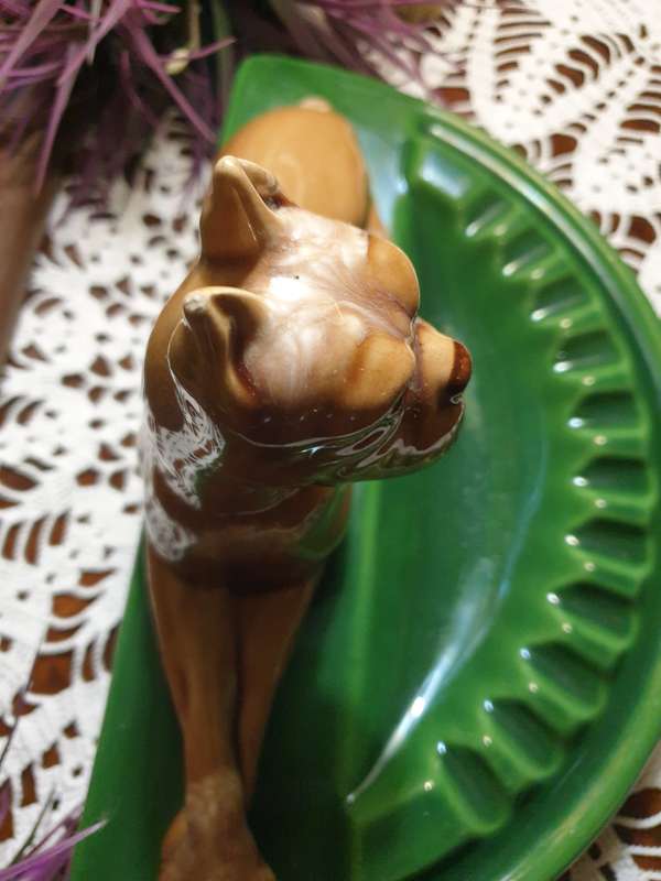 An ashtray for cigar, porcelain, dog, art deco, 1940s.