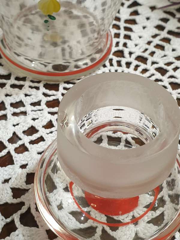 Czechoslovakia | hand painted | Decanter & 3 Glasses |  Fully Pre Loved |